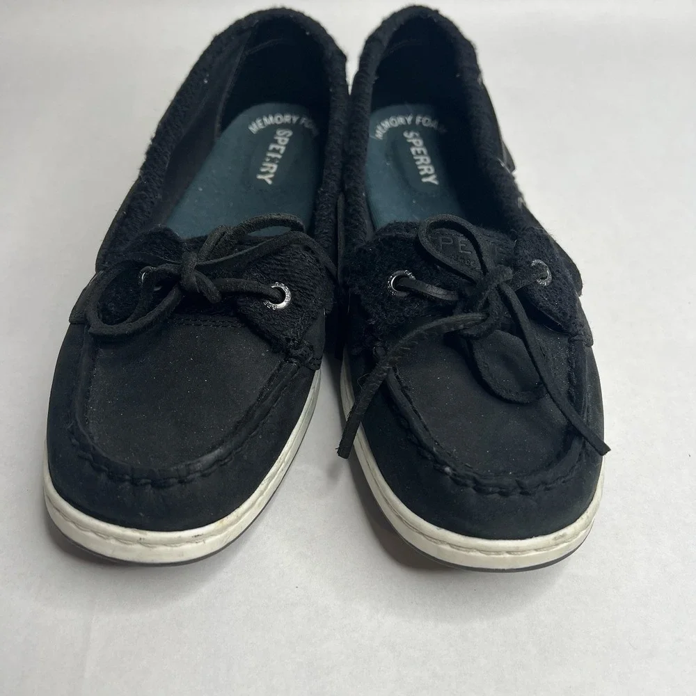 SPERRY TOP SIDER BOAT SHOE LOAFER WOMEN'S 8.5‎ BLACK 1 EYELET EUC
